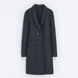 ZARA WOMAN WOOL MASCULINE DOUBLE BREASTED COAT